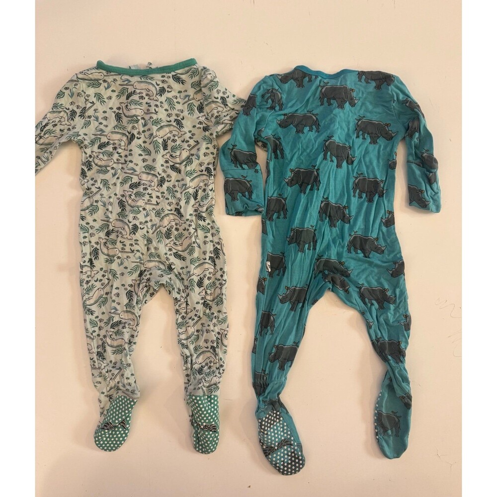 Free Birdees Bamboo Coveralls 3-6 Months Bundle Rhino Safari & Narwhal Print - Picture 2 of 6